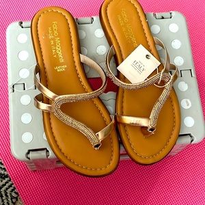 Cute rose gold, leather sock, Italian made sandals